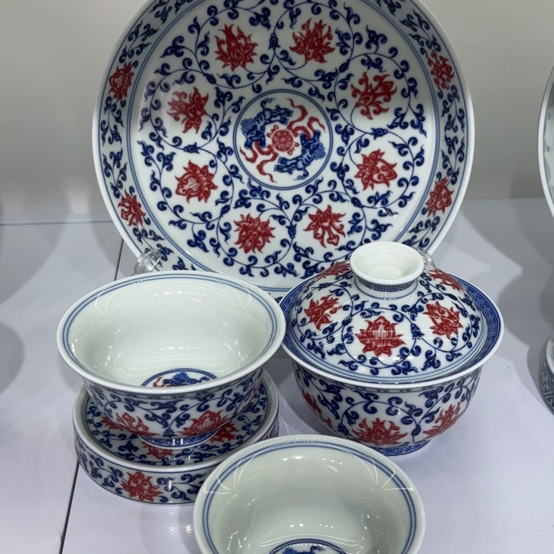 逍***人景德镇陶瓷五件套无礼盒