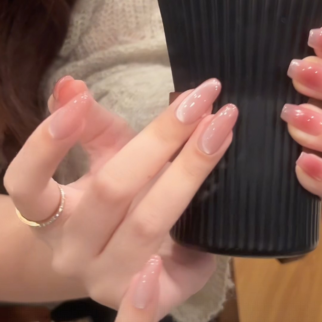茉哉现货【蜜桃冻】纯手工定制美甲拆卸穿戴甲A4404