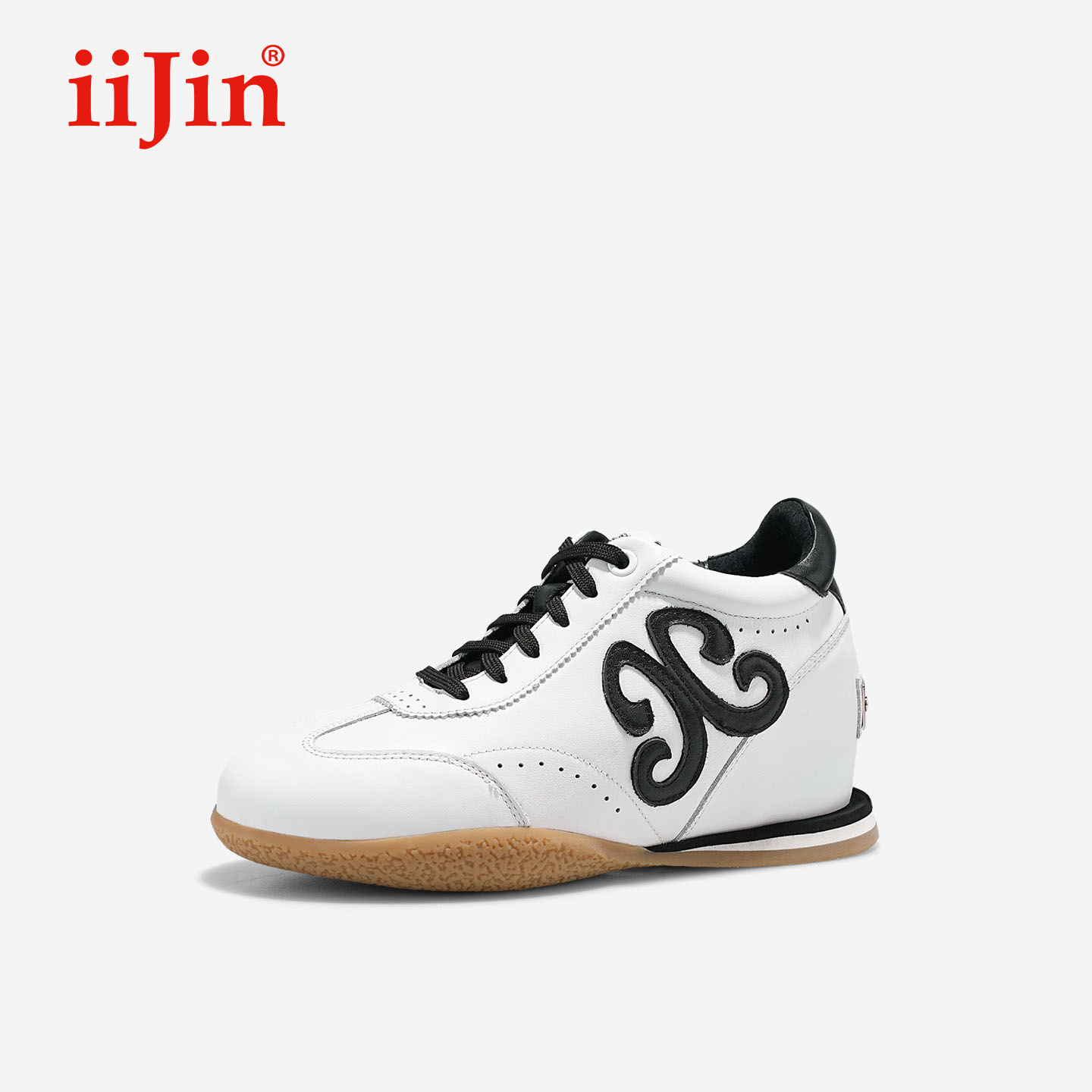 iiJin艾今25秋新品7.5cm薄底内增高简约芭蕾风德训休闲鞋女321QNG