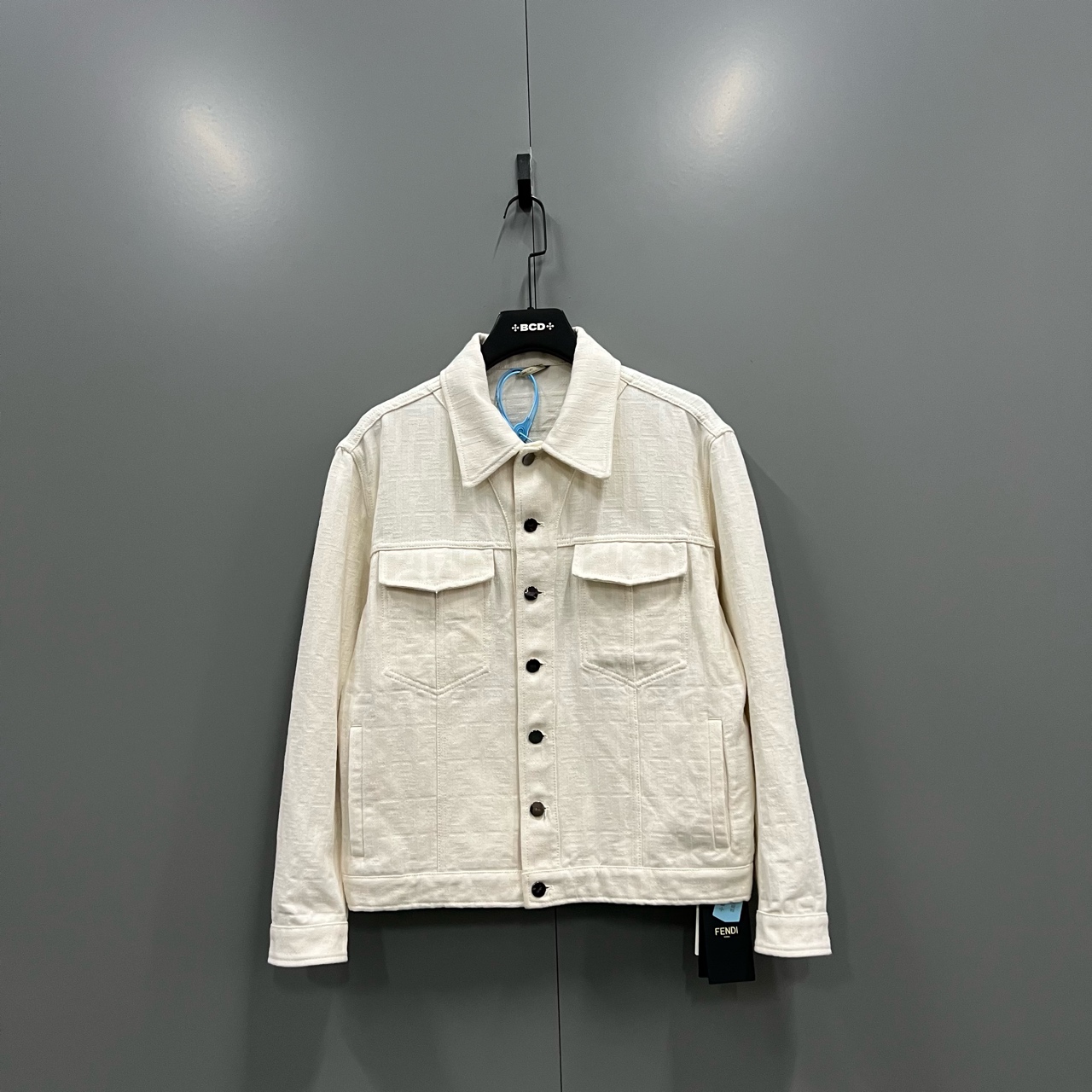 99新 FENDI/芬迪 tt2 米白色双F压纹牛仔夹克 46码/98新/207184