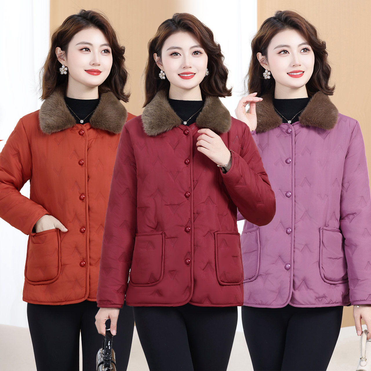 时尚风常规款宽松型中年女装女装外套