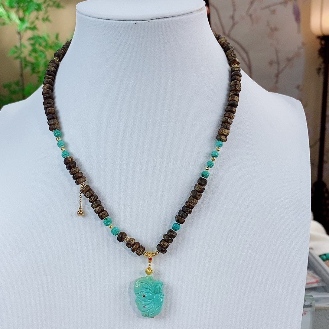 绿松石18K金镶嵌珠宝半成品