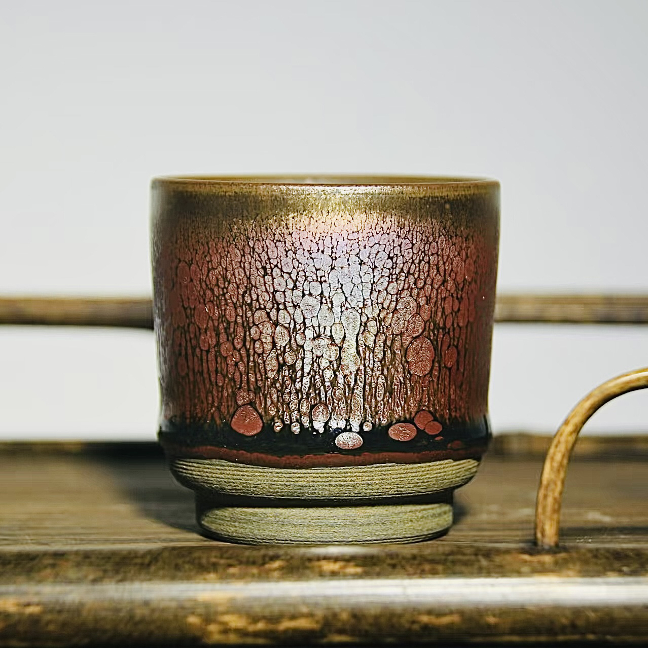 严选建盏主人杯 原矿铁胎紫金油滴盏 高端茶杯 纯手工品茗杯