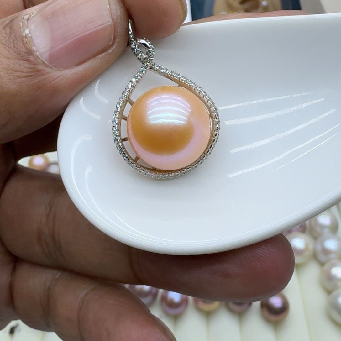 裸珠淡水珍珠银S925镶嵌