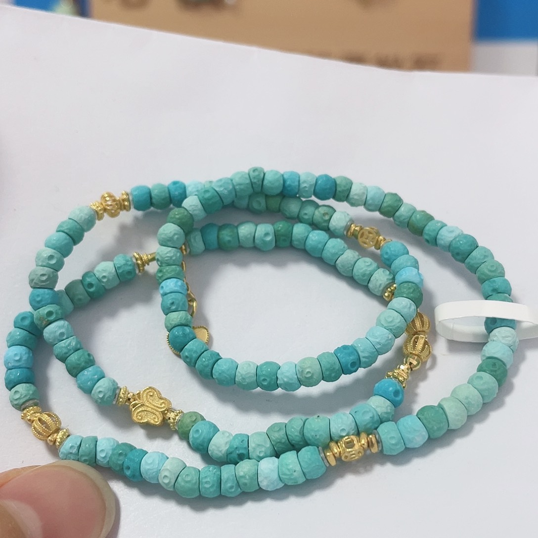 绿松石珠宝奇石18K金镶嵌