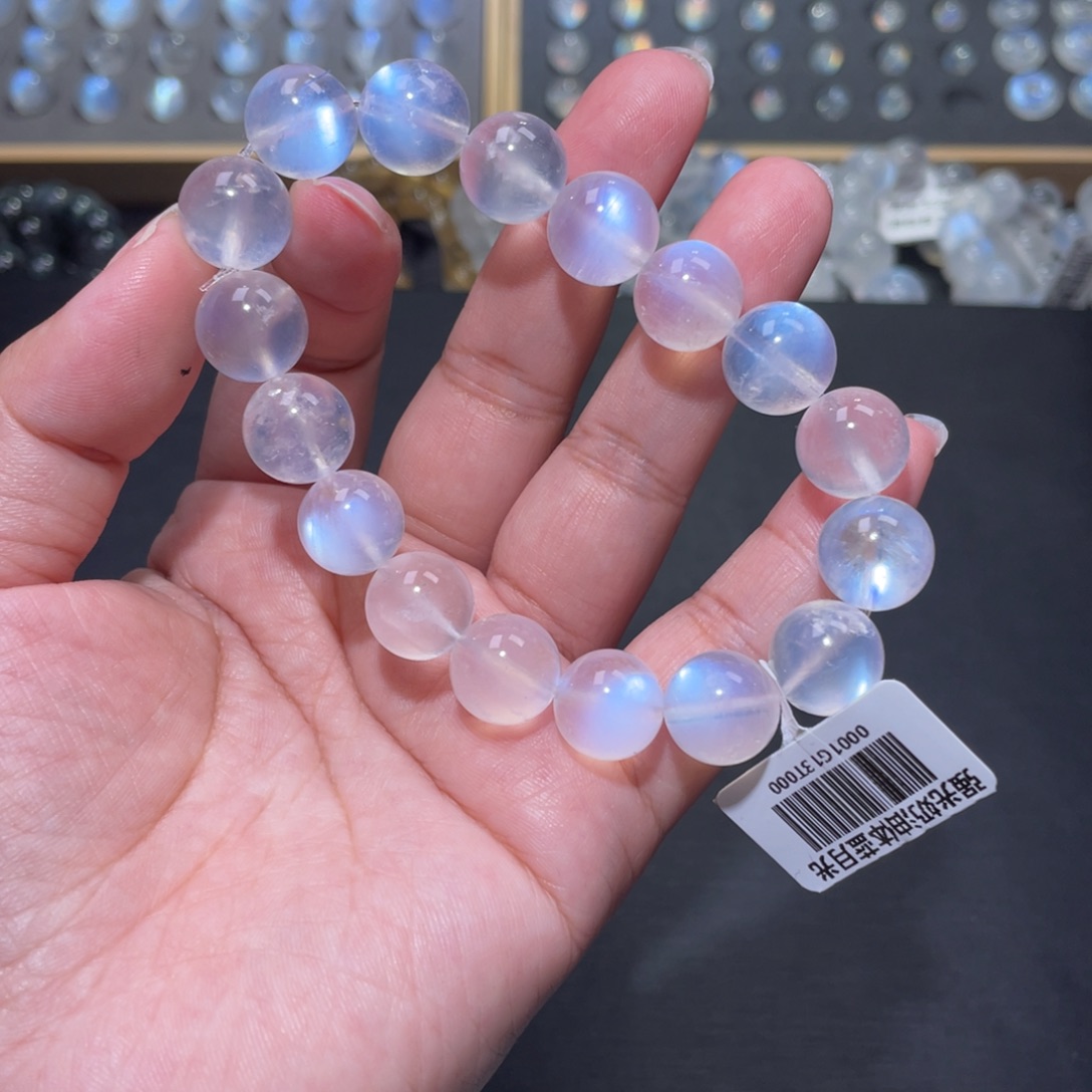 冬***冬长石手链未镶嵌蓝月光手链12mm