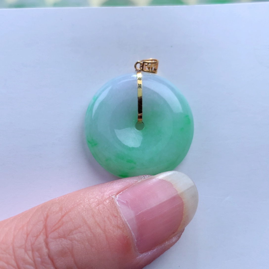 翡翠吊坠(不含链)18K金镶嵌