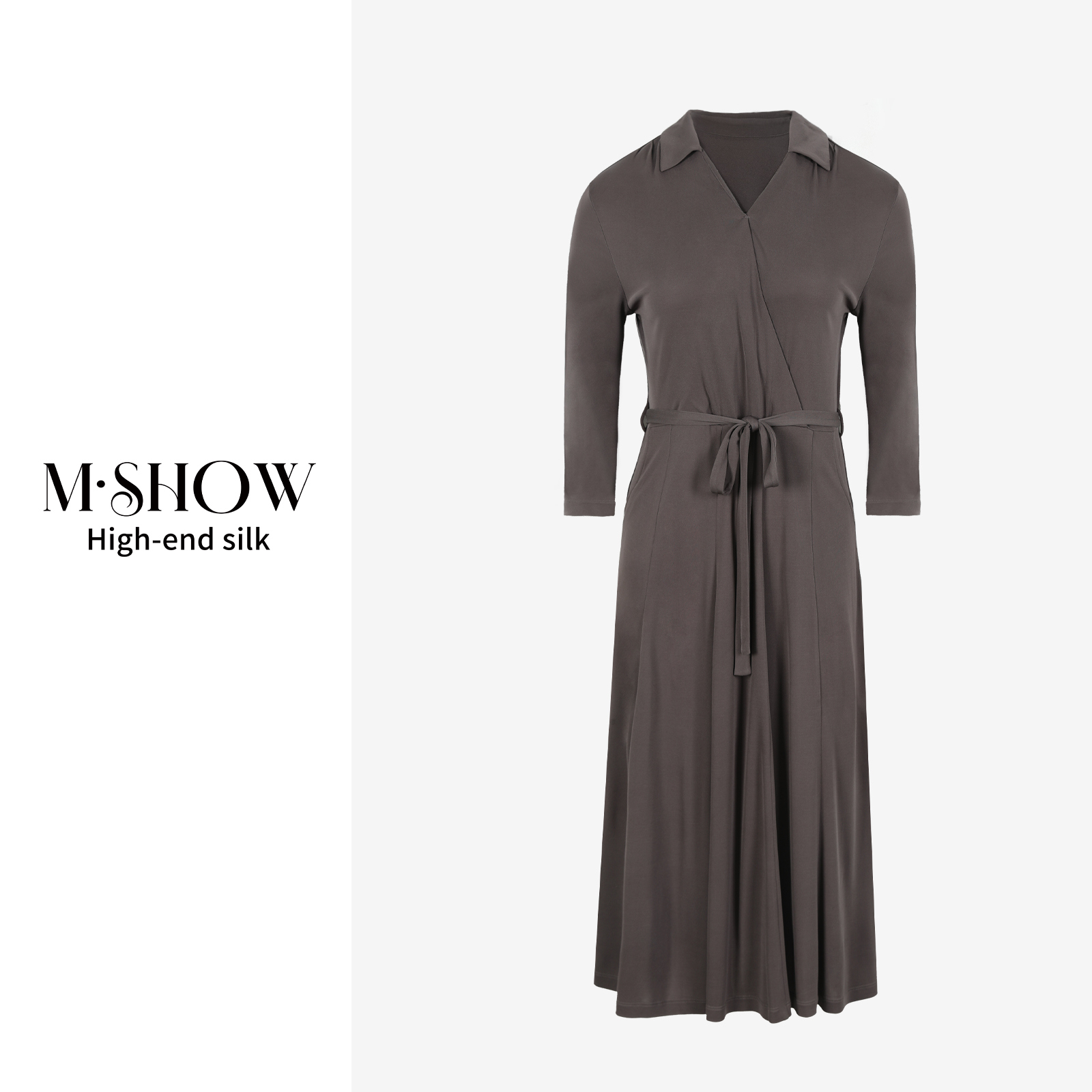 【针织真丝】100%桑蚕丝150克重针织强加捻女士真丝连衣裙8849L