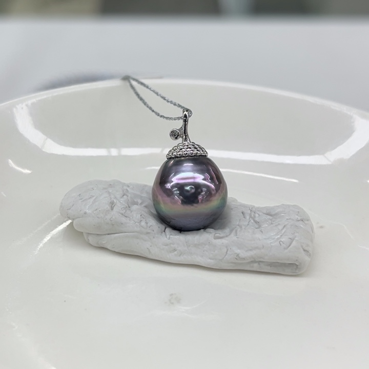 银S925镶嵌吊坠(不含链)海水珍珠12-13m