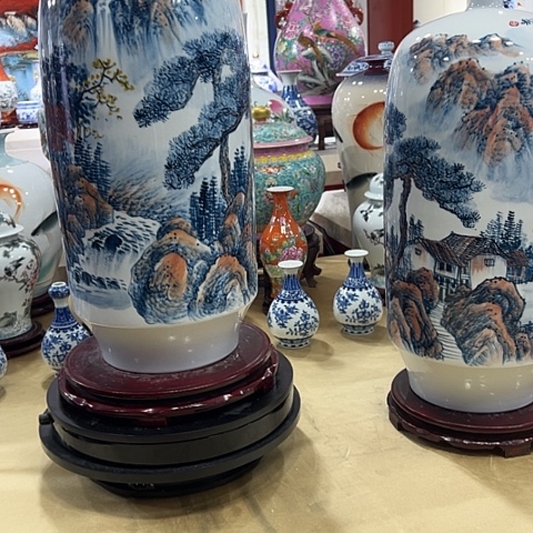 瓷片空*确保老师亲笔之作一对