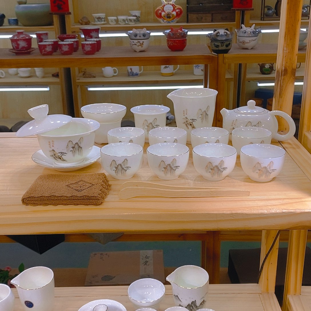 【不止】羊脂玉瓷茶具套装