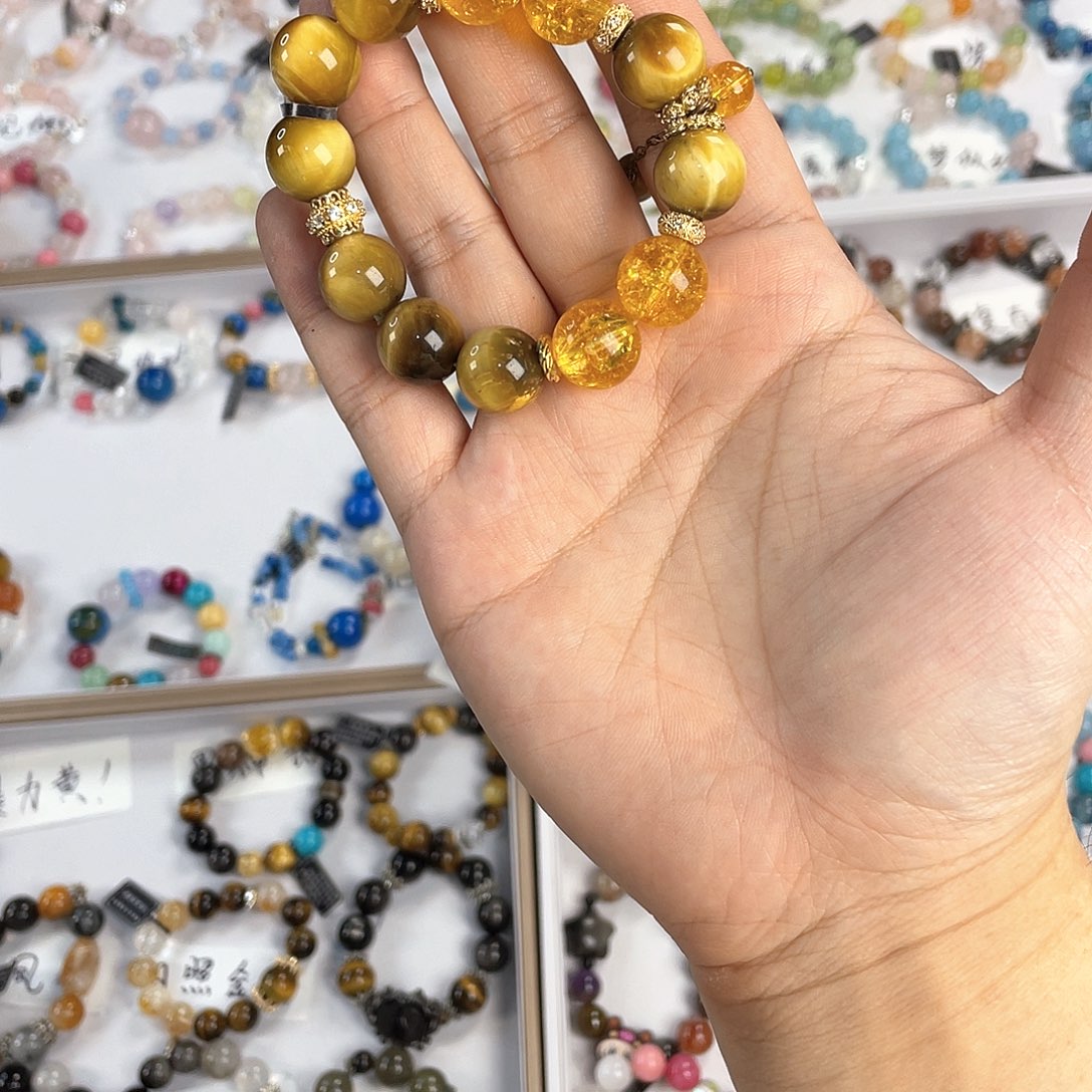 水晶手链银S925镀金镶嵌