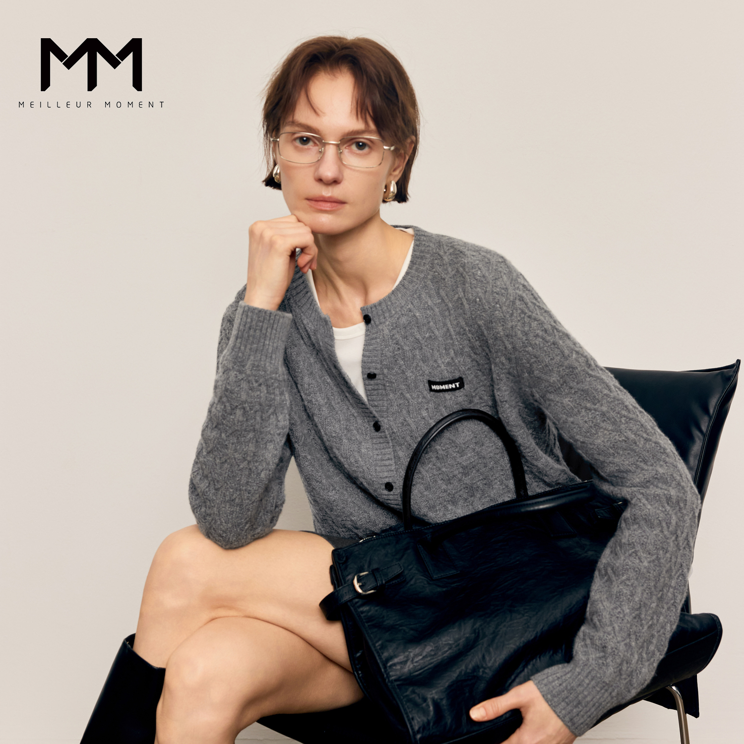 【服饰专属】MM麦檬时尚学院风圆领针织开衫复古绞花外套5GA934781