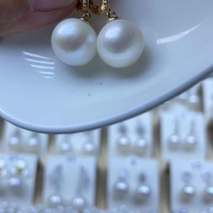 淡水珍珠耳饰银S925镶嵌