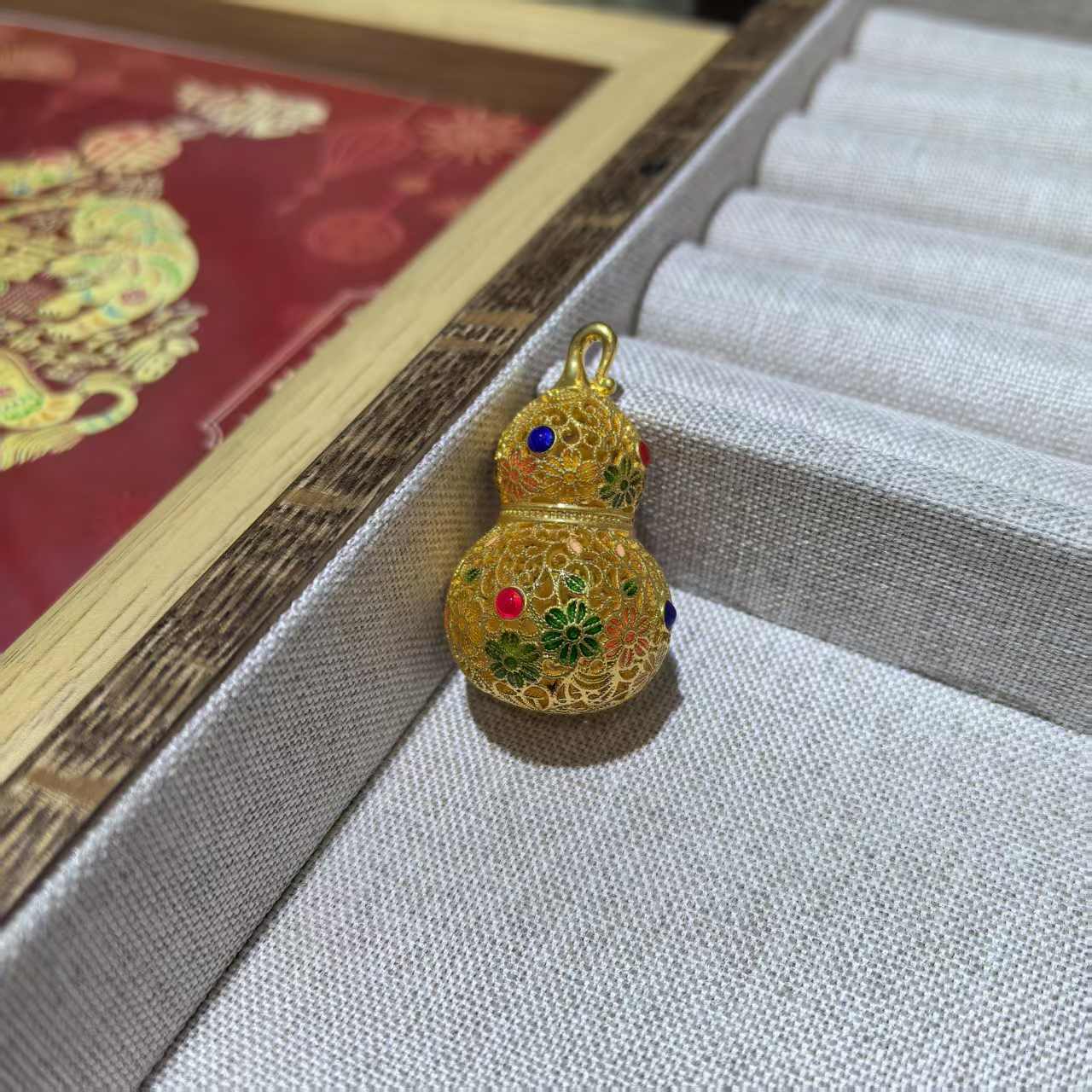 足金999珐琅彩花丝大葫芦（配件）-JFX1415