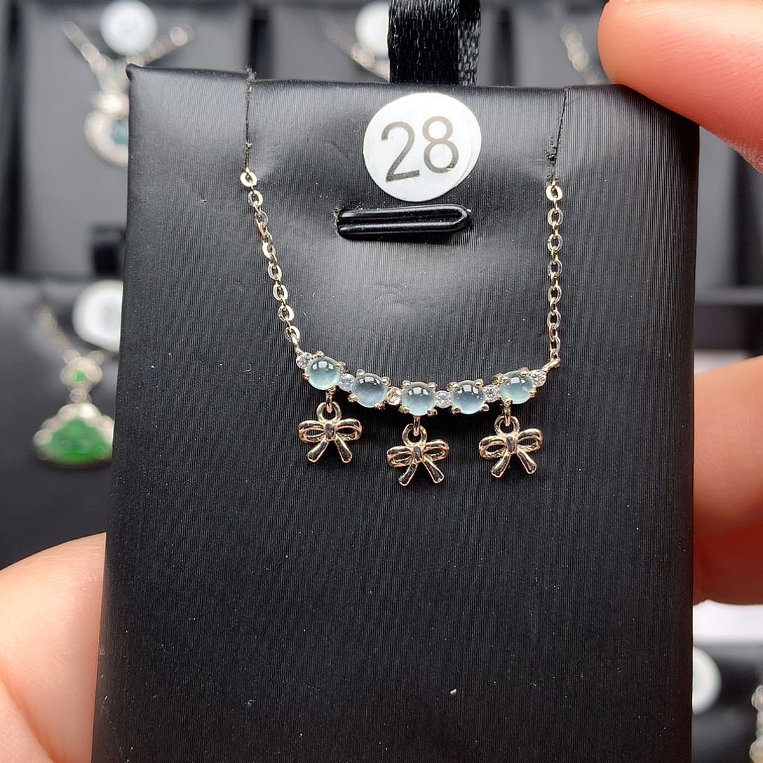 翡翠颈饰银S925镶嵌项链925