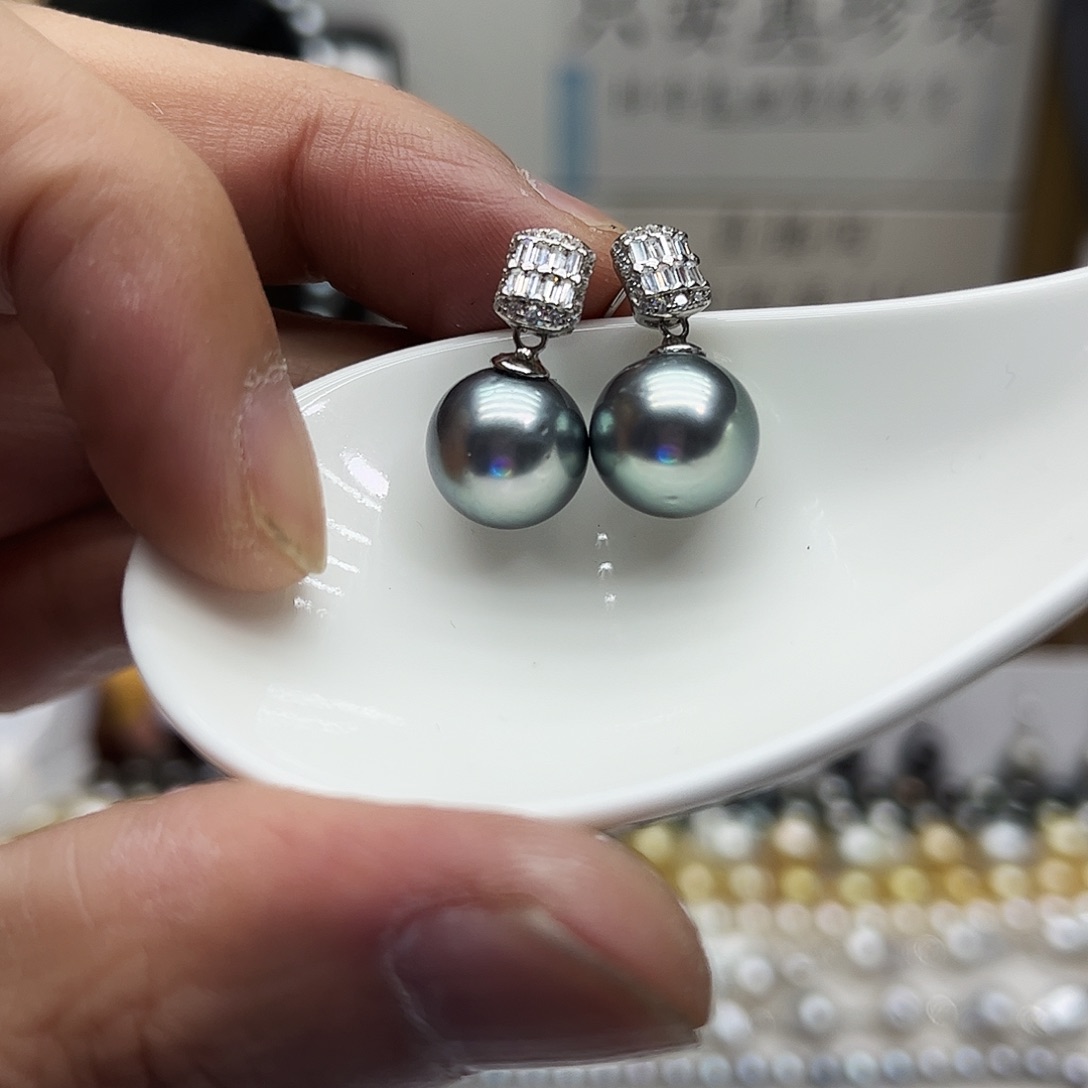耳饰银S925镶嵌海水珍珠