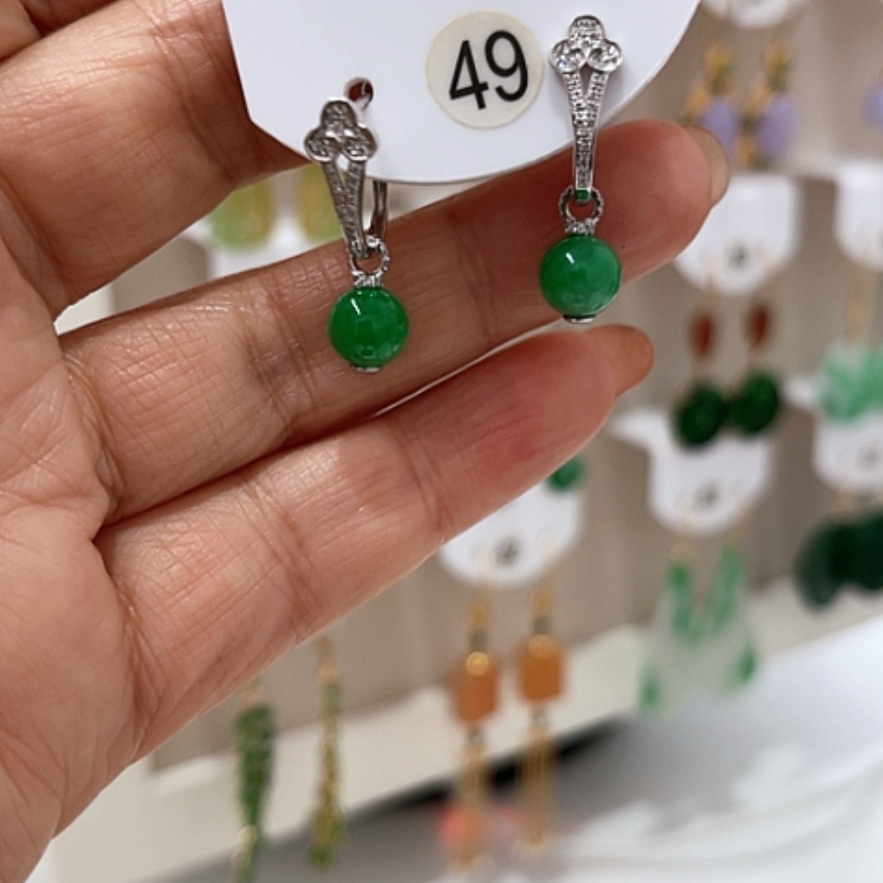 【闪购商品】翡翠耳饰18K金镶嵌翡翠耳坠