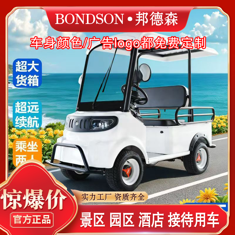 新款邦德森M9一排两座方向盘式景区观光游览电动四轮代步车