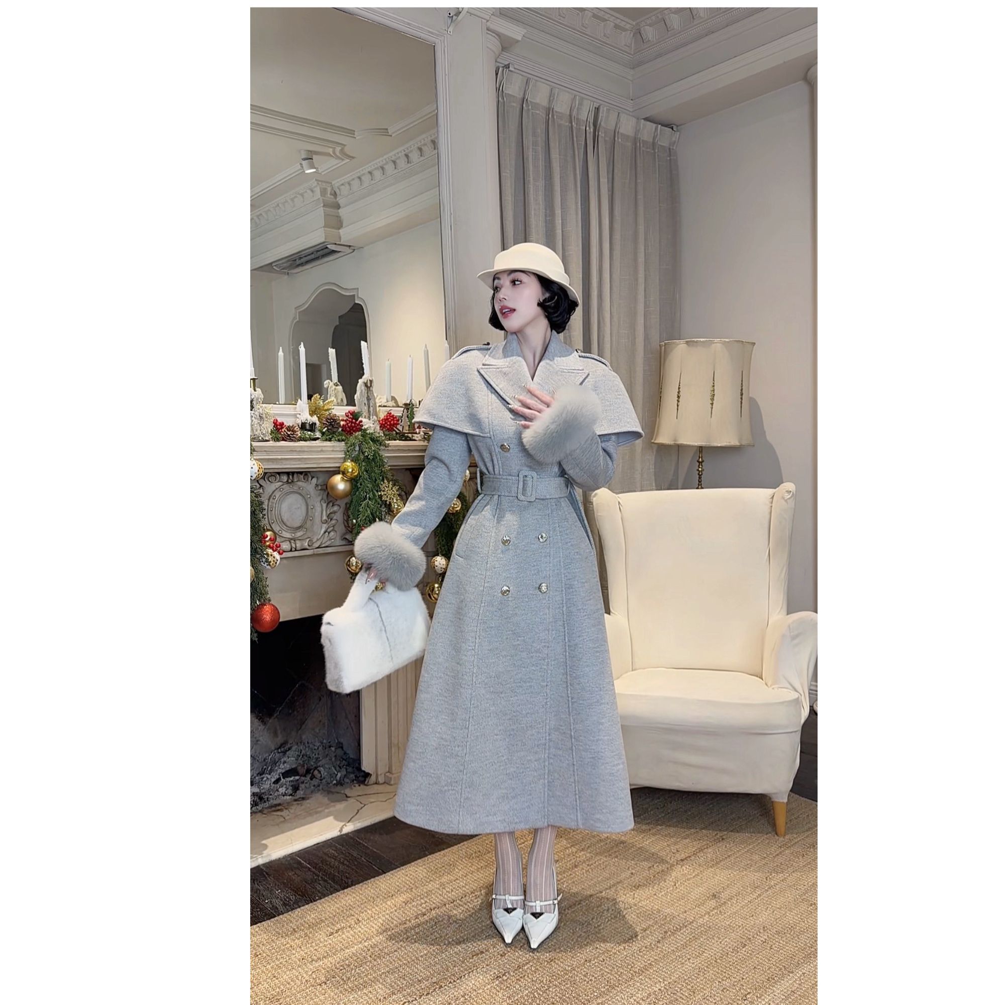 LYXJ【纽约时刻】秋冬小众设计时尚重工斗篷大衣外套12867