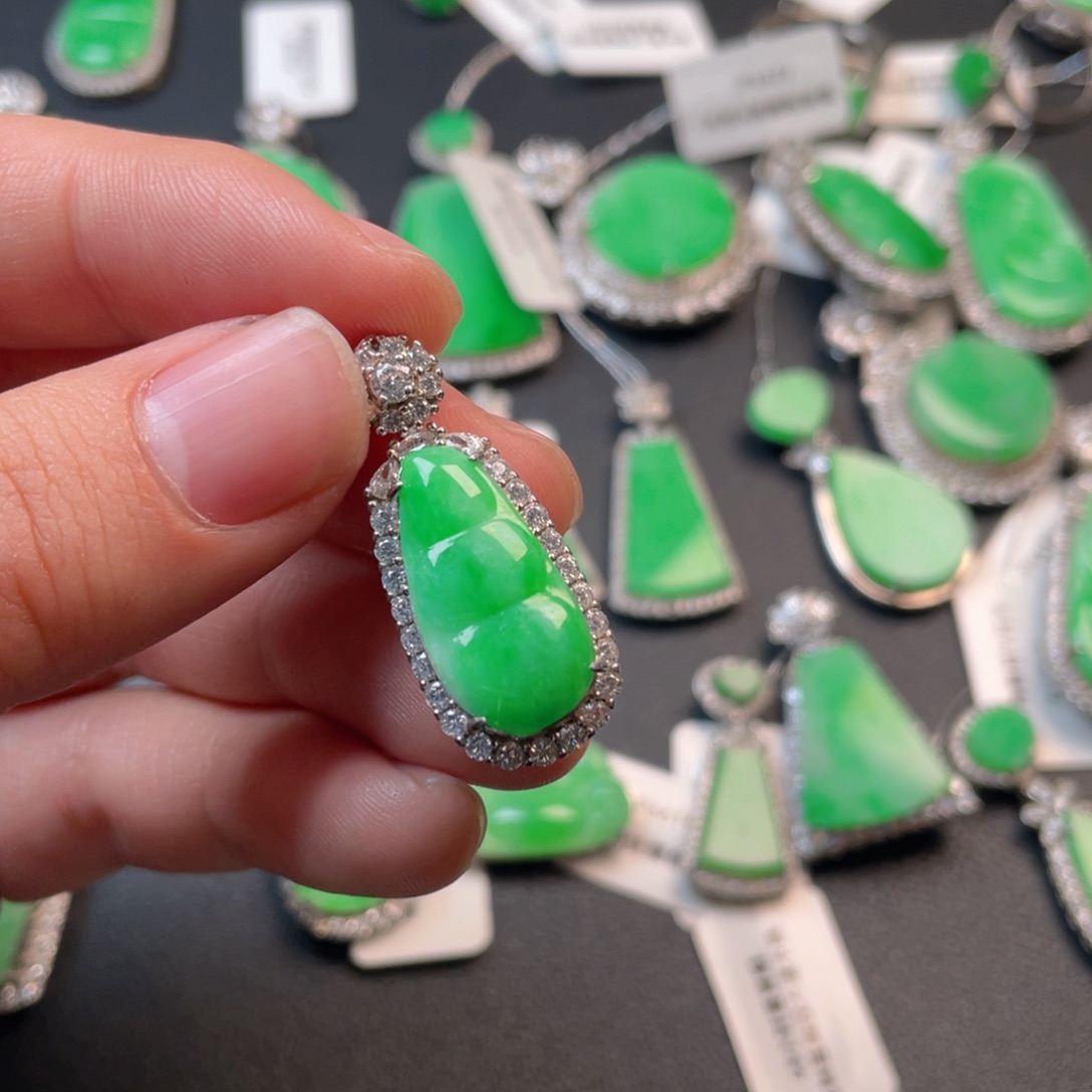 翡翠吊坠(不含链)银S925镶嵌