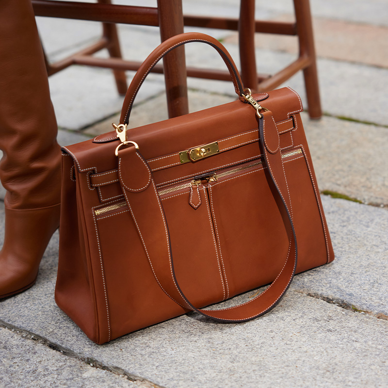 首饰袋 TRACYCHU H原皮金棕马鞍皮lakis40/lakis35高级感冬季新品