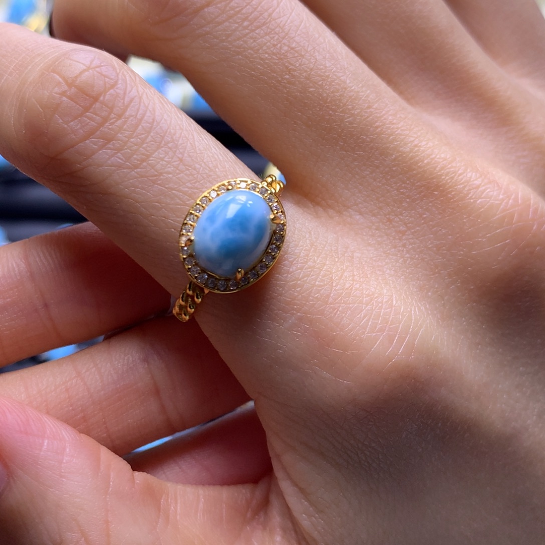 针钠钙石（海纹石）未镶嵌戒指蛋面戒指色差略异