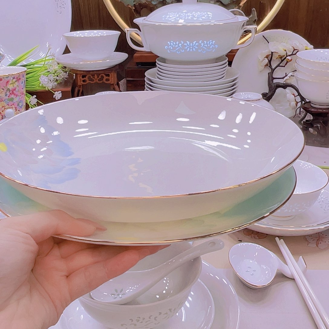 瓷景德镇不带金边邂逅10寸深浅各2个