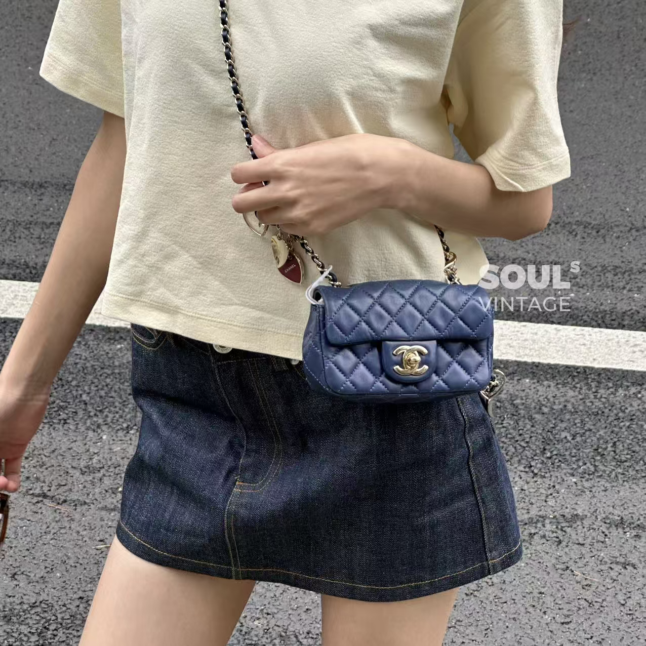 95新 Chanel/香奈儿 蓝羊皮情人节限定超mini cf/634956029