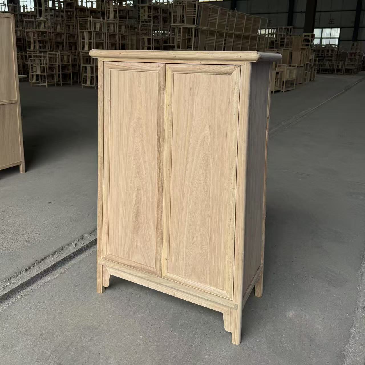 北方榆木全实木边柜储物柜新中式家用收纳柜简约玄关双门阳台