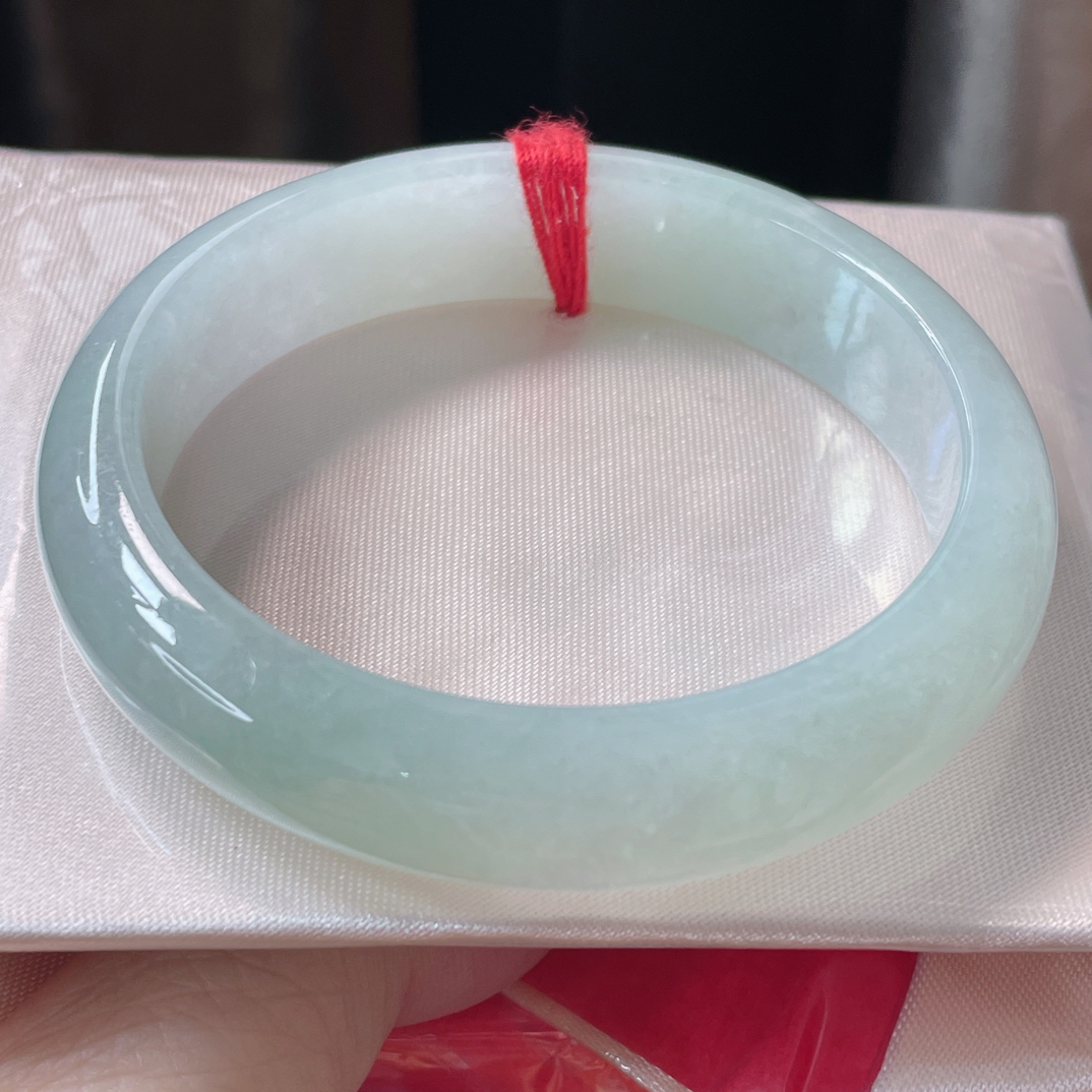 1523缅甸天然A货翡翠手镯53圈冰晴绿手镯时尚百搭少女款冰透玉镯