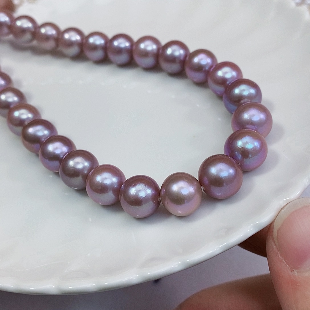 淡水珍珠天然香芋紫超温柔串链银S925镶嵌