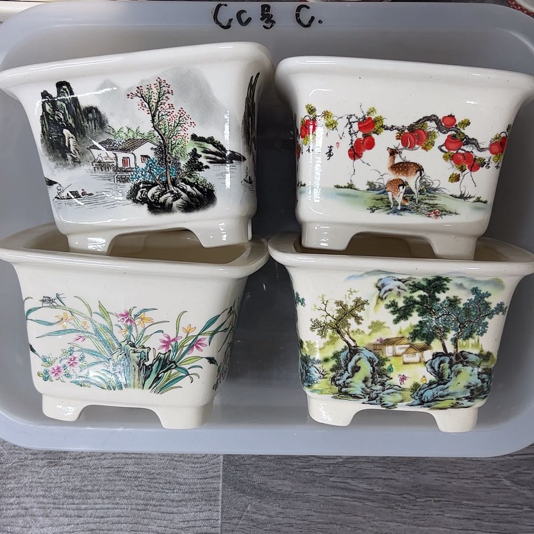 紫砂花盆C号瑕疵4个13/9cm