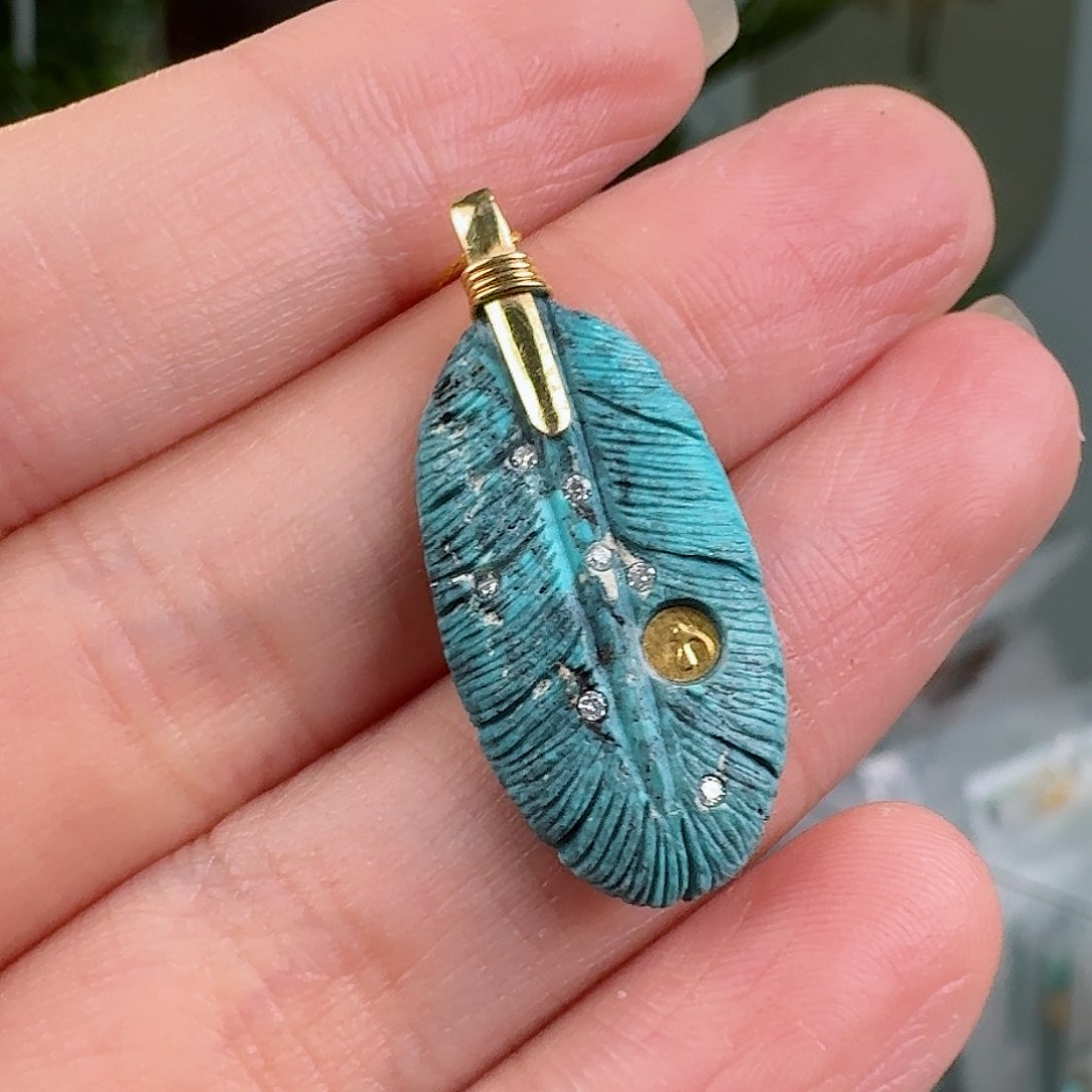 绿松石珠宝奇石18K金镶嵌