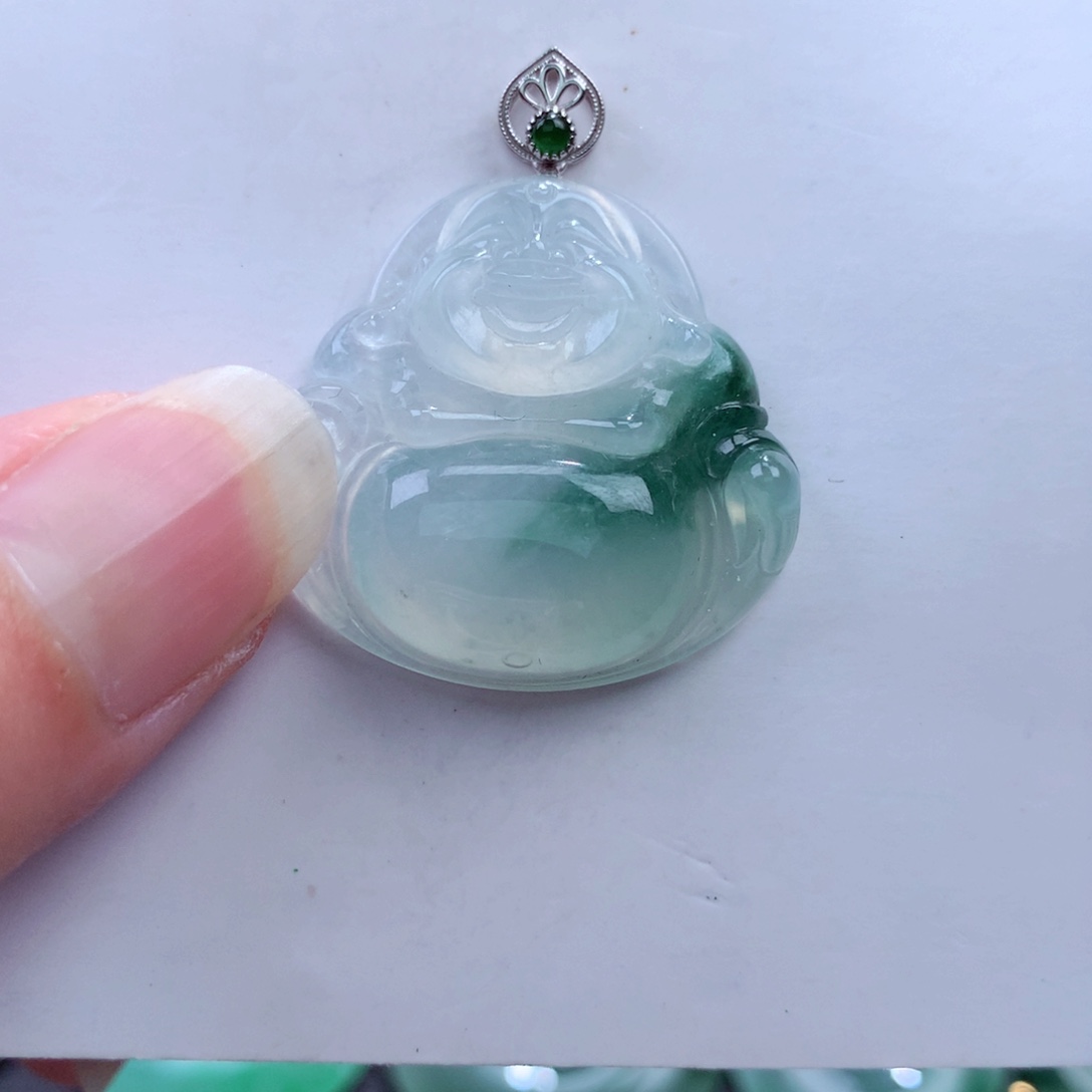 翡翠吊坠(不含链)18K金镶嵌
