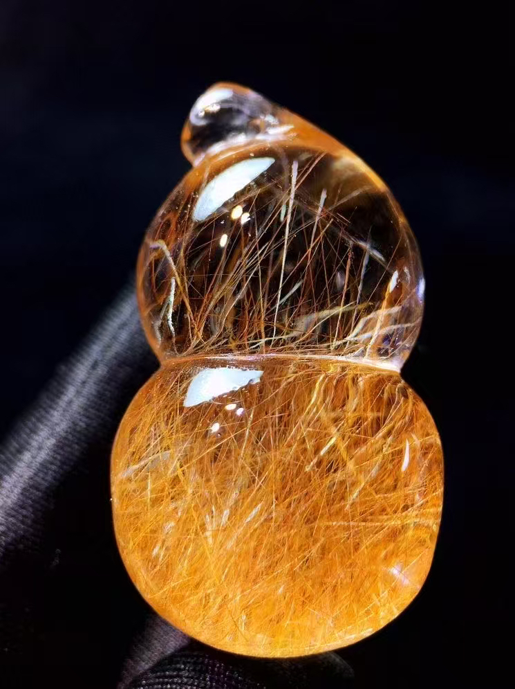 非金属仿水晶吊坠 天然金发晶葫芦吊坠