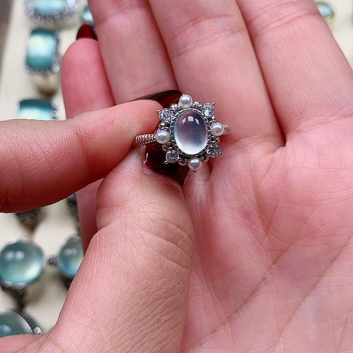 蛇纹石玉戒指银S925镶嵌楠****a