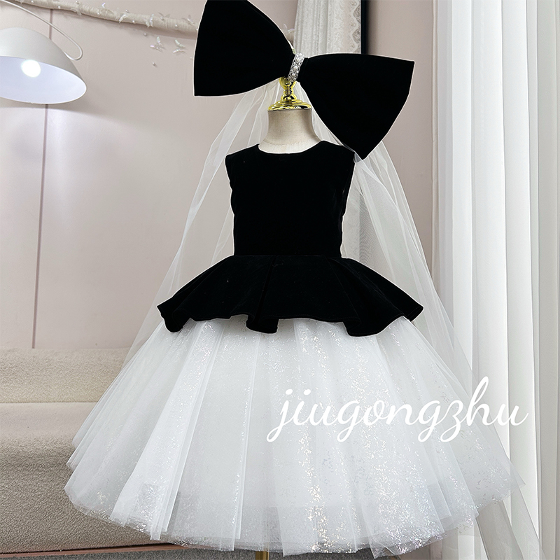 【露思】儿童女童洋气生日走秀花童蓬蓬纱气质夏季宴会简约赫本风