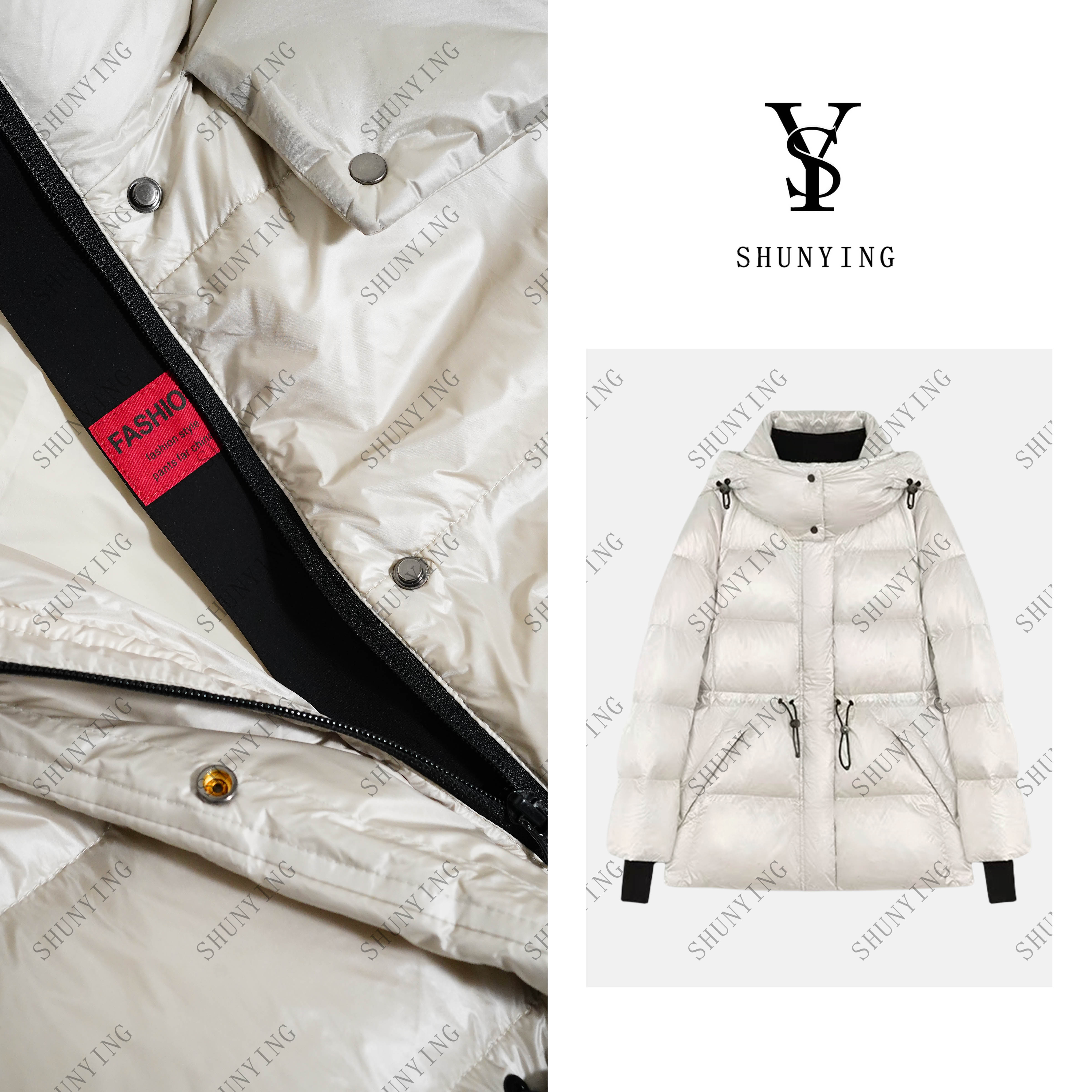 【仟娜】重磅推荐！时尚设计感收腰修身加厚连帽羽绒服SY66YRF81153