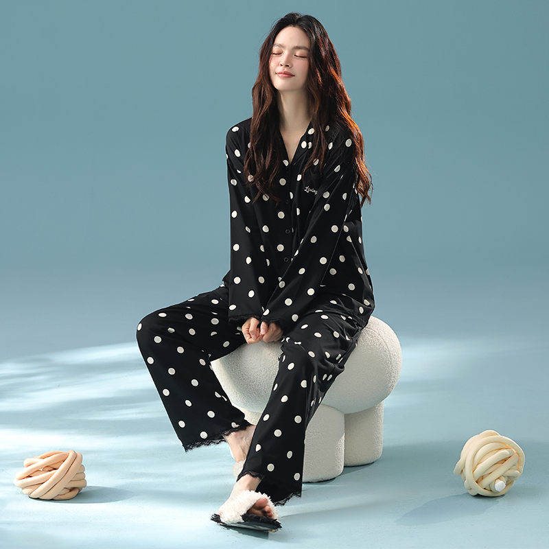 青年保暖长袖休闲睡衣家居服套装套装舒适女士秋冬款