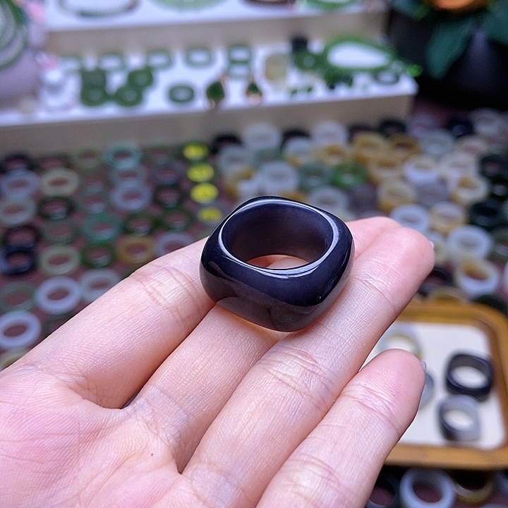 和田玉戒指未镶嵌17.0新品帝紫