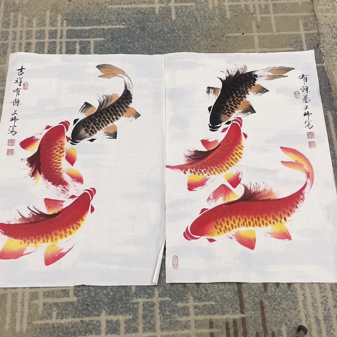 国画张老师四尺三开作品11111