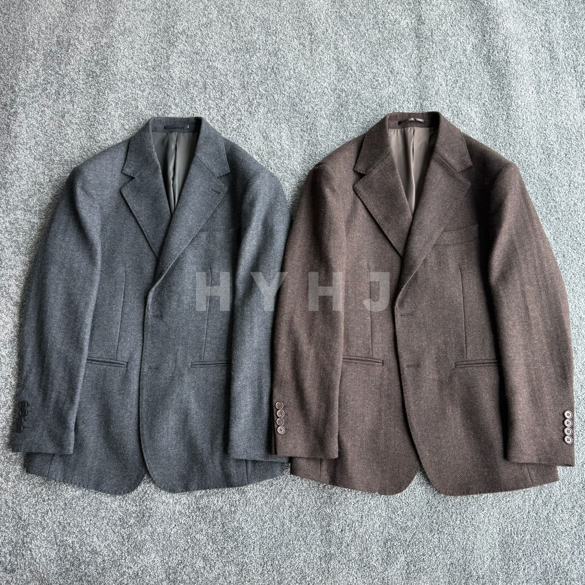 【HYHJ】轻奢高定 冬季新款混纺绵羊毛商务休闲老钱平驳领经典西装