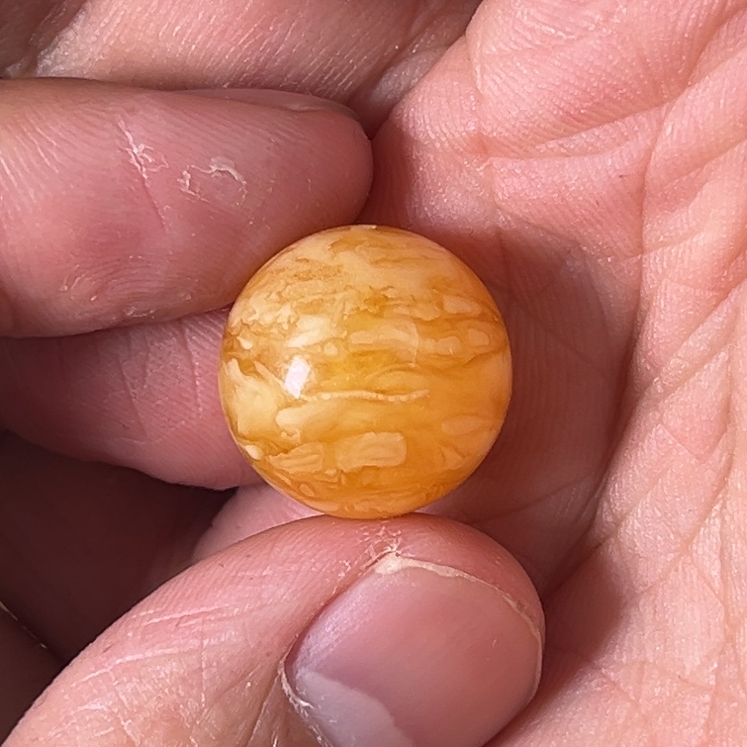 琥珀裸石未镶嵌蜜蜡焦皮料16.9毫米虎皮纹