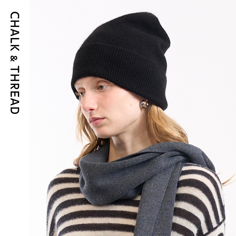 CHALK&THREAD丝羊绒翻边毛帽