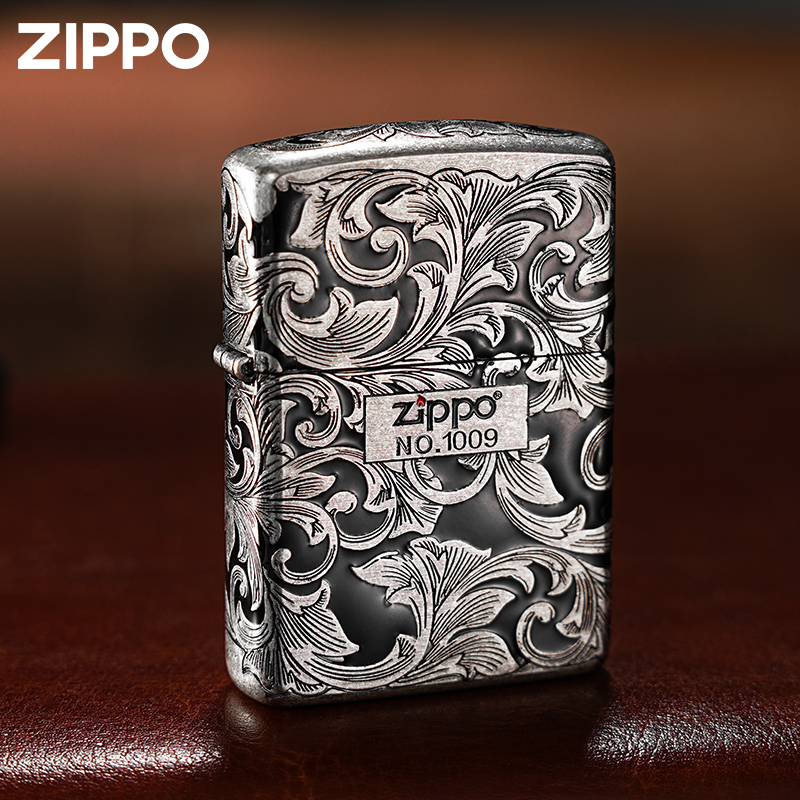 Zippo打火机古银珐琅唐草盔甲机官方原装防风正品高档男士礼品DY