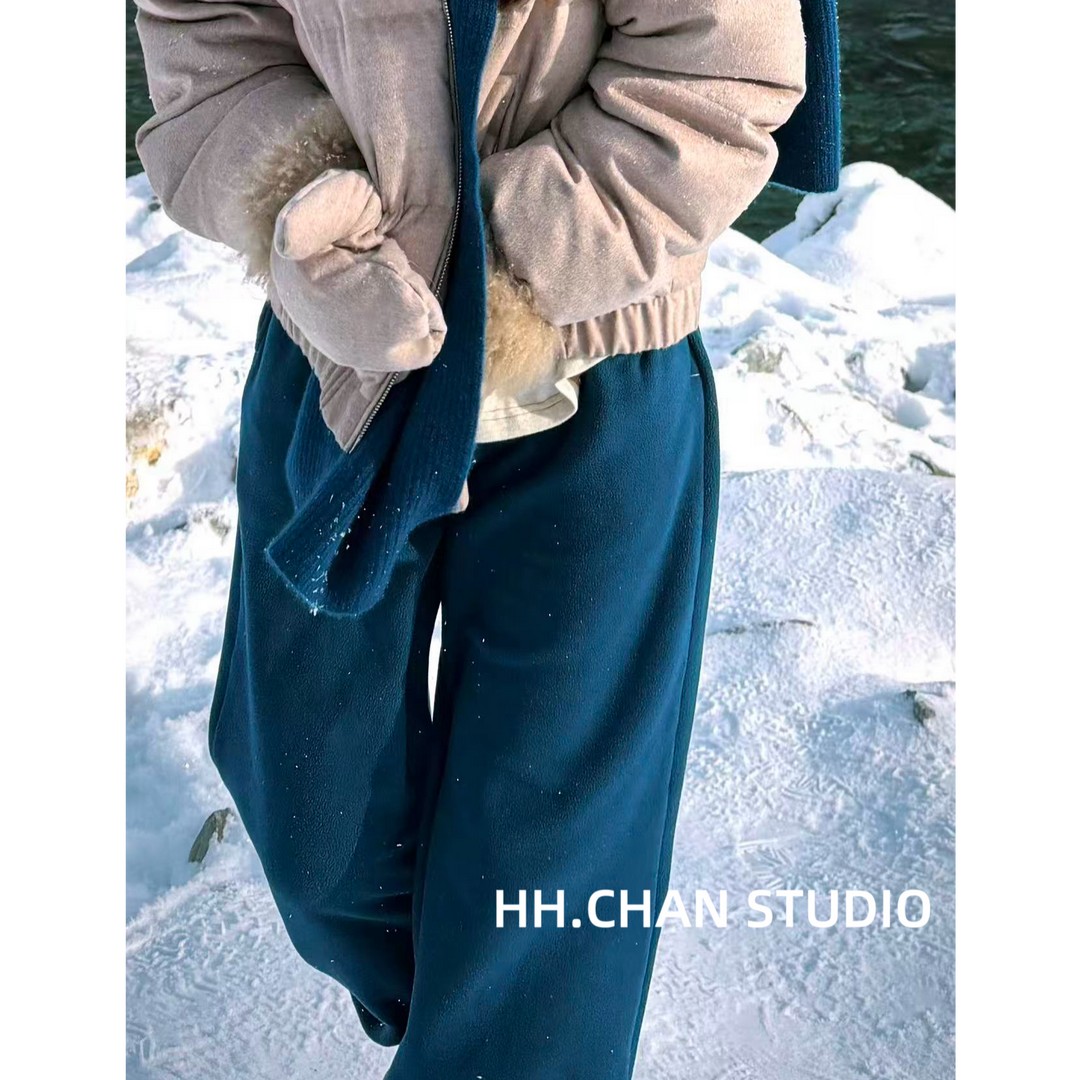 HH.CHAN”暖蓝”特调色克莱因蓝软糯可束口两穿卫裤HH55S40754-KK