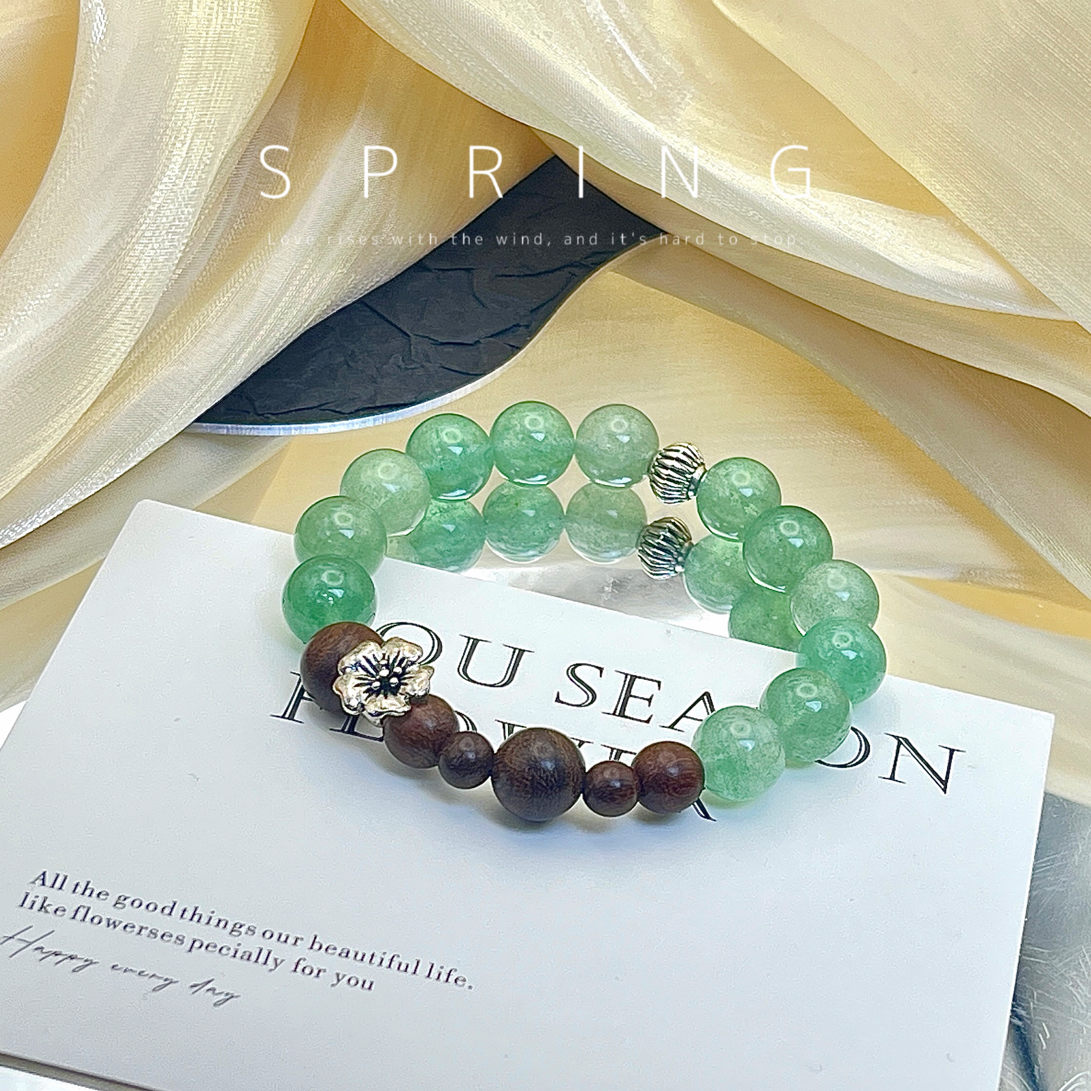 天然 卡10 绿草莓 金丝譠 原创手串