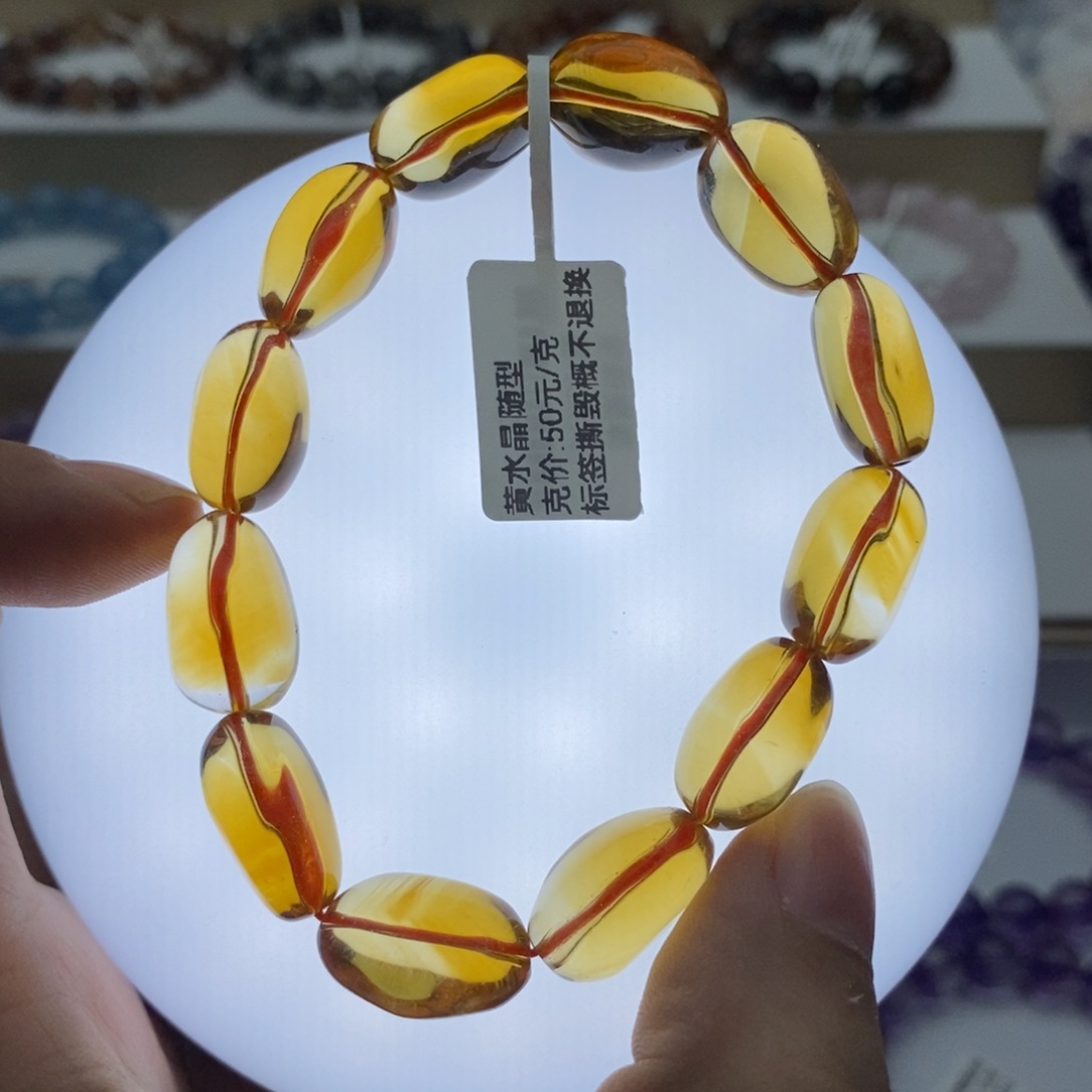 水晶手链未镶嵌黄水晶随形