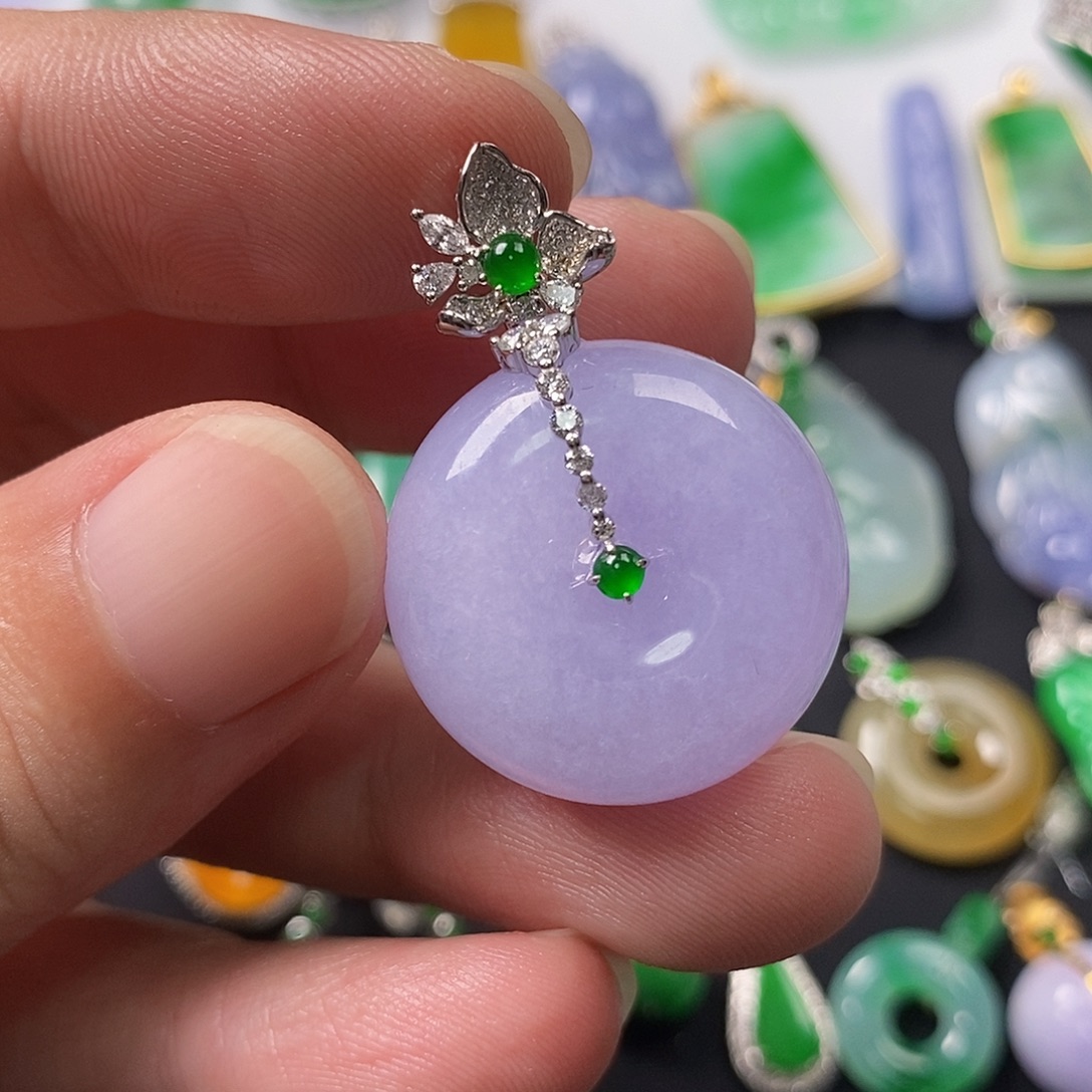 好***随翡翠18K金镶嵌颈饰翡翠